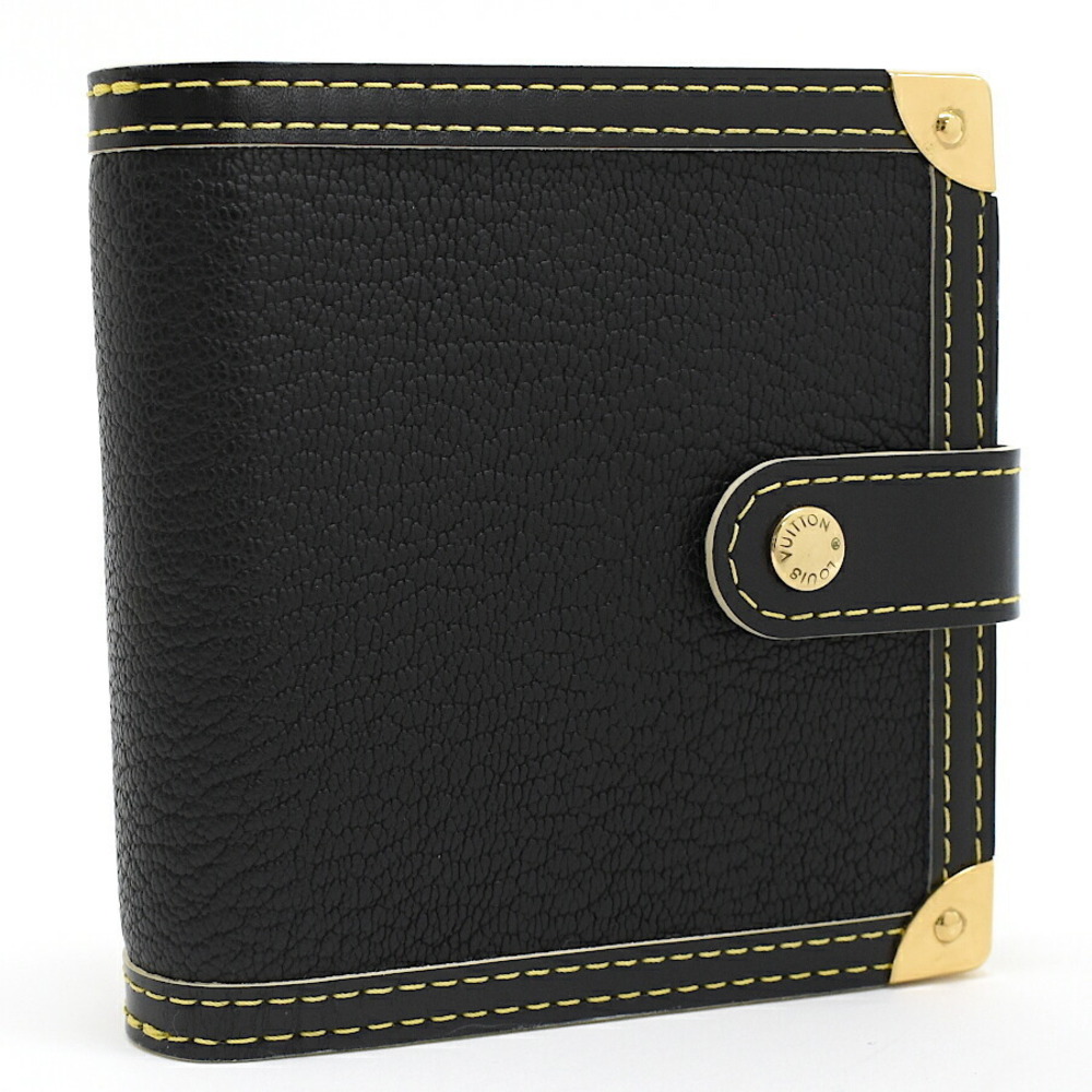 Louis Vuitton Compact Zip Bi fold Wallet Suhali Leather Black